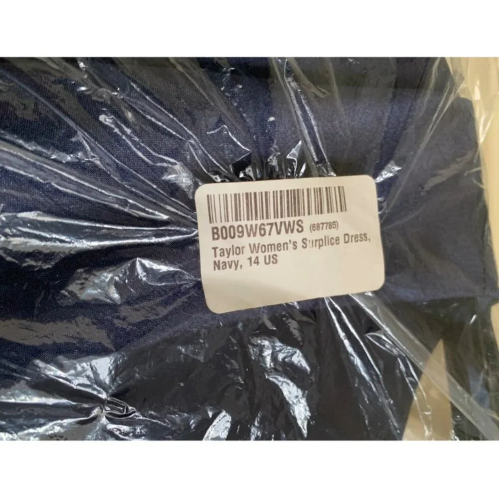 NWT Just Taylor Women's Navy Blue Jewel Surplice Cocktail Dress Sz 14 - Picture 9 of 9